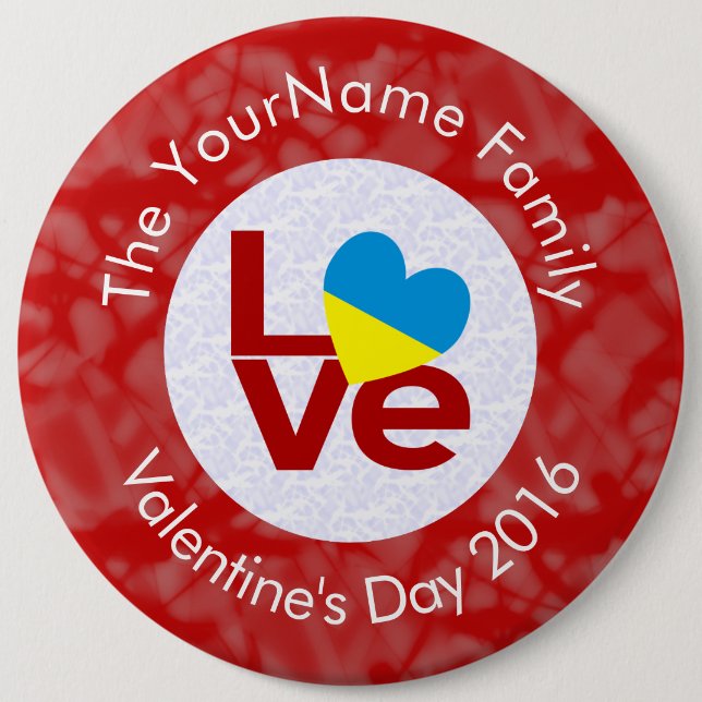 Ukrainische Rote LIEBE Personalisiert Button (Vorderseite)