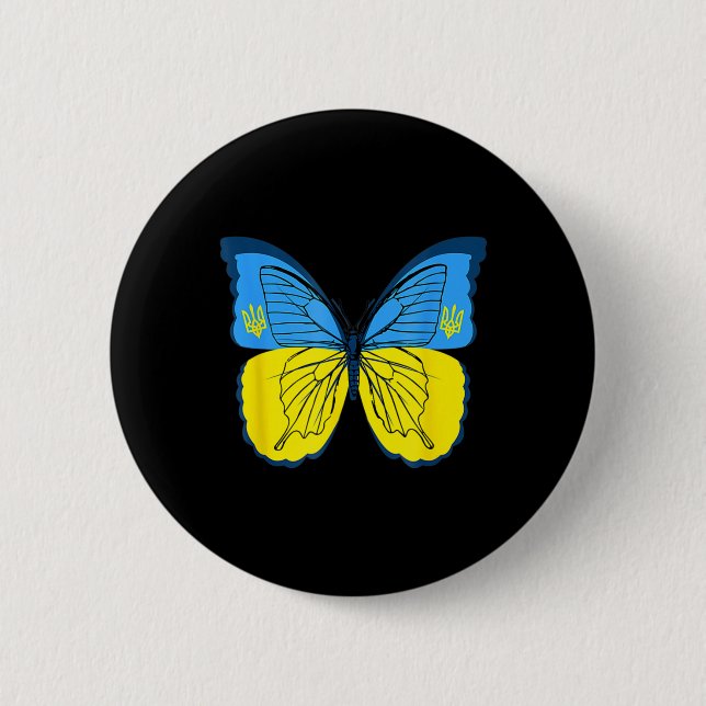 Ukrainische Schmetterlingsflagge mit Trident F Button (Vorderseite)
