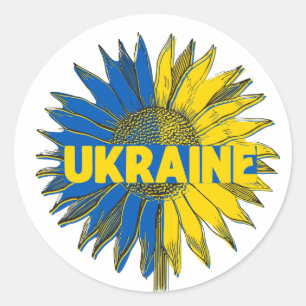 Ukrainische Sonnenblume Runder Aufkleber