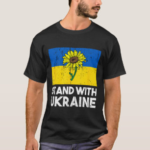 Ukrainische Sonnenblumenblume Stand mit Ukraine T-Shirt
