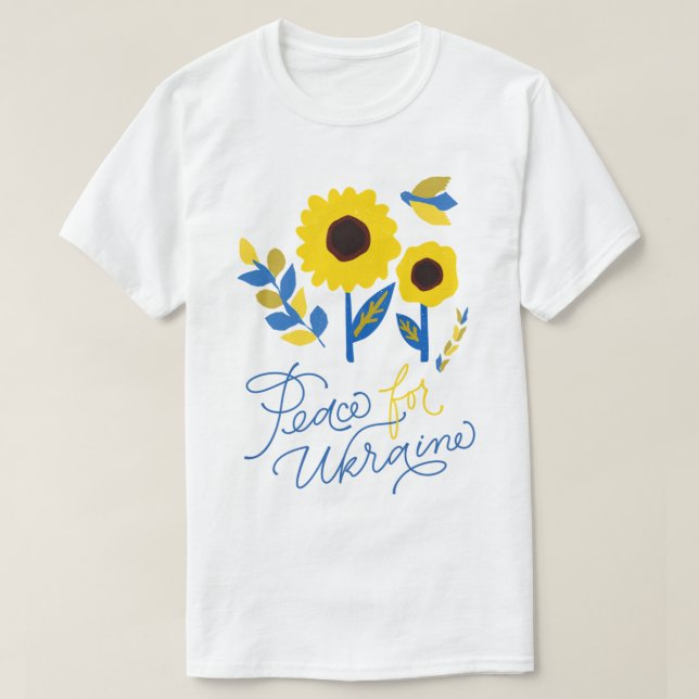 Ukrainische Sonnenblumenkunst Frieden für die Ukra T-Shirt (Design vorne)