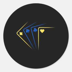Ukrainische Spielkarten Ass-Flagge Solidarität Runder Aufkleber