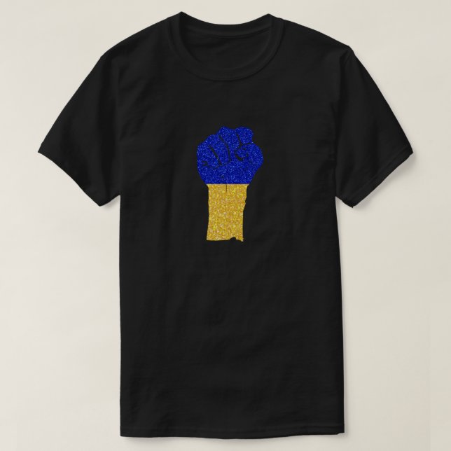 Ukrainische Stärke Glitzer T - Shirt (Design vorne)