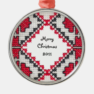 Ukrainische Stickerei Silbernes Ornament