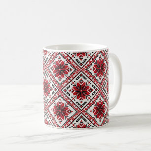 Ukrainische traditionelle Vushuvanka-Folk-Art rote Kaffeetasse
