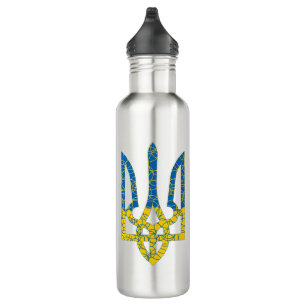 Ukrainische trident texturierte Flagge der Ukraine Edelstahlflasche