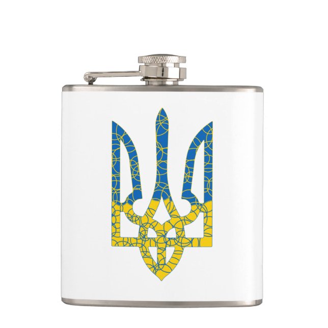 Ukrainische trident texturierte Flagge der Ukraine Flachmann (Vorderseite)