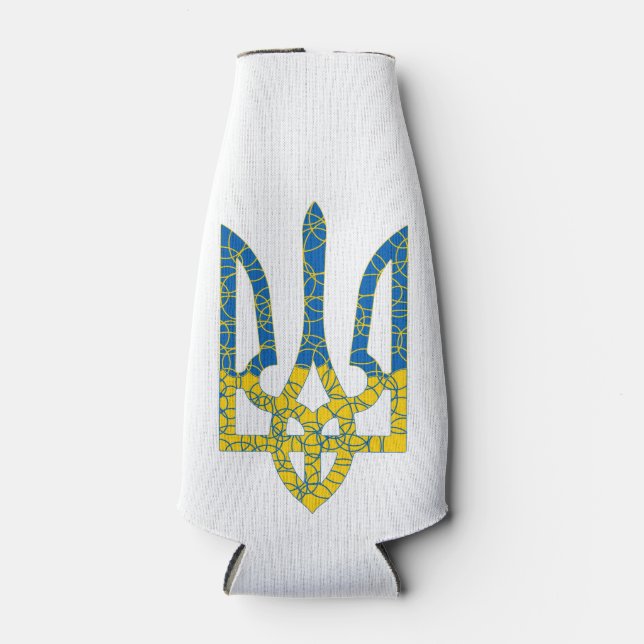 Ukrainische trident texturierte Flagge der Ukraine Flaschenkühler (Vorderseite)