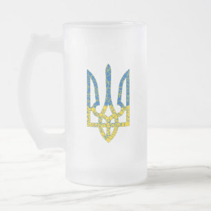 Ukrainische trident texturierte Flagge der Ukraine Mattglas Bierglas