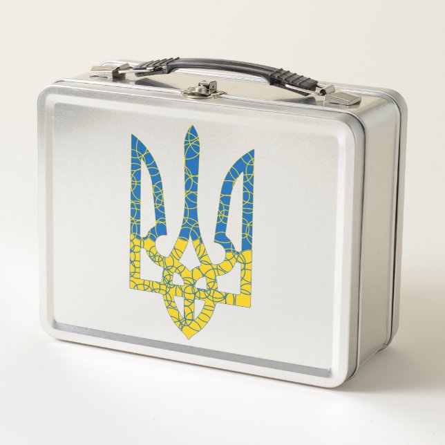 Ukrainische trident texturierte Flagge der Ukraine Metall Brotdose (Vorderseite)