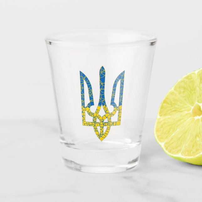 Ukrainische trident texturierte Flagge der Ukraine Schnapsglas (Vorderseite)