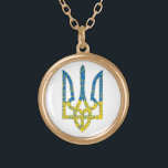 Ukrainische trident texturierte Flagge der Ukraine Vergoldete Kette<br><div class="desc">Texturierte ukrainische Nationalemblem Trident tryzub in ukrainischen Flaggenfarben und Schlagkreismuster</div>