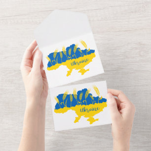 Ukrainische Typografie und Weizenähre auf der ukra All In One Einladung