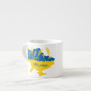 Ukrainische Typografie und Weizenohr auf ukrainisc Espressotasse