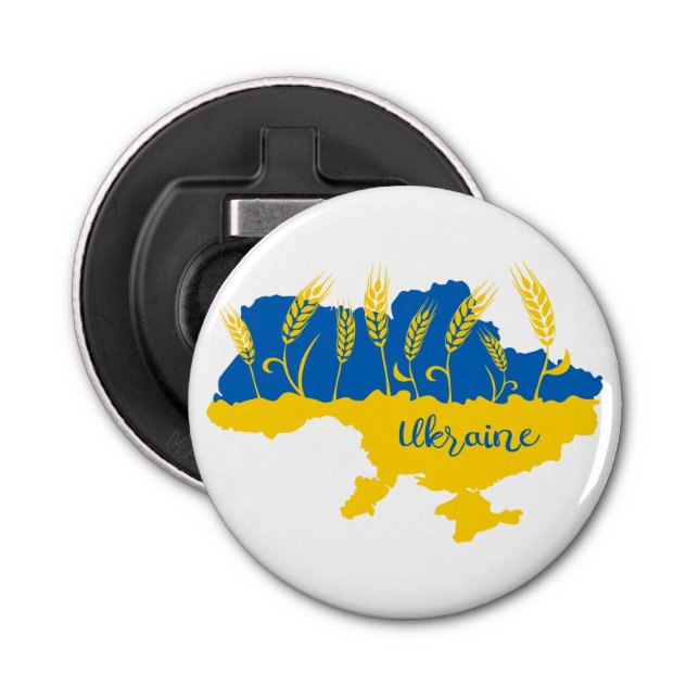 Ukrainische Typografie und Weizenohr auf ukrainisc Flaschenöffner (Vorderseite)