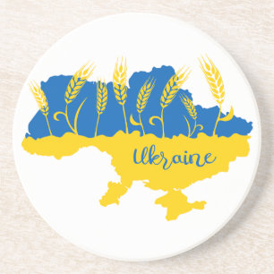 Ukrainische Typografie und Weizenohr auf ukrainisc Getränkeuntersetzer