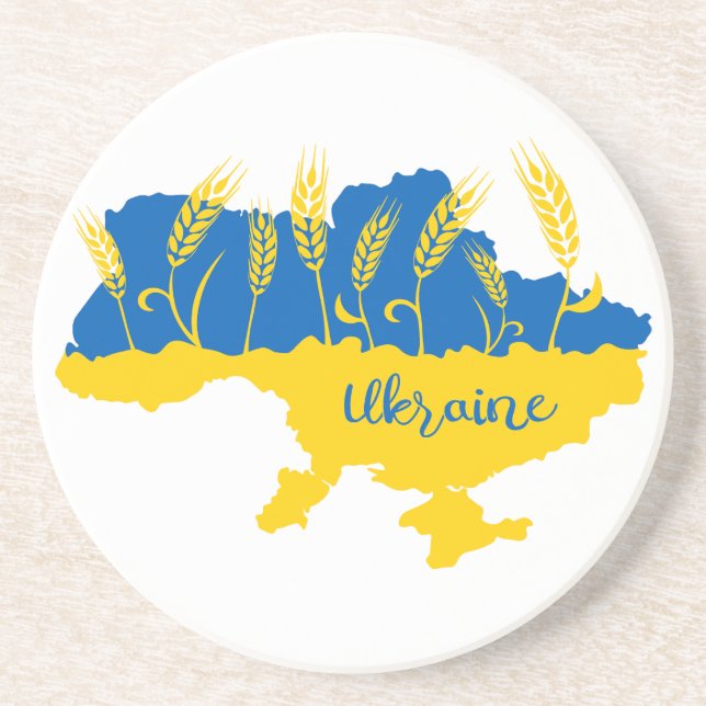 Ukrainische Typografie und Weizenohr auf ukrainisc Getränkeuntersetzer (Vorne)