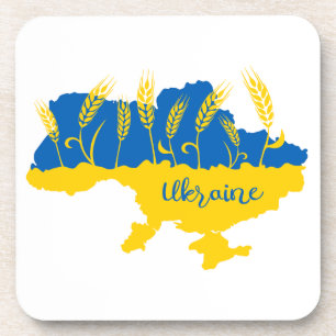 Ukrainische Typografie und Weizenohr auf ukrainisc Getränkeuntersetzer