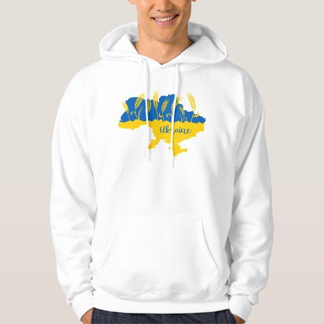 Ukrainische Typografie und Weizenohr auf ukrainisc Hoodie (Vorderseite)
