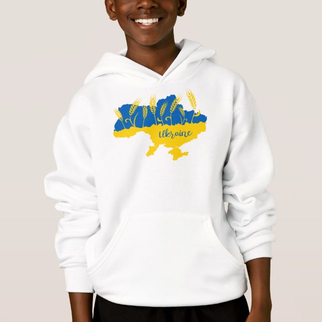 Ukrainische Typografie und Weizenohr auf ukrainisc Hoodie (Vorderseite)