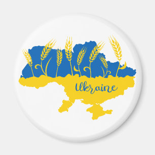 Ukrainische Typografie und Weizenohr auf ukrainisc Magnet