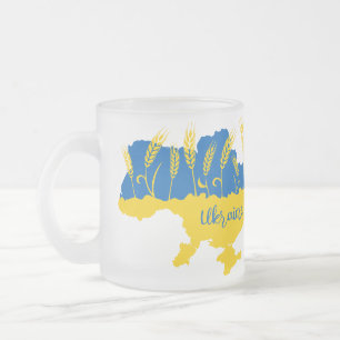 Ukrainische Typografie und Weizenohr auf ukrainisc Mattglastasse