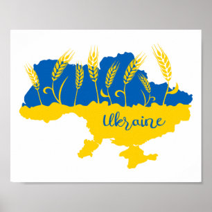 Ukrainische Typografie und Weizenohr auf ukrainisc Poster
