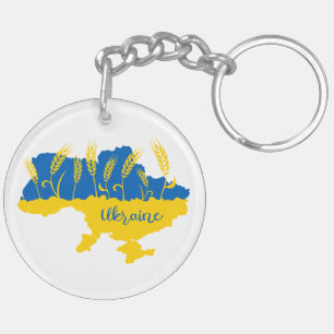 Ukrainische Typografie und Weizenohr auf ukrainisc Schlüsselanhänger