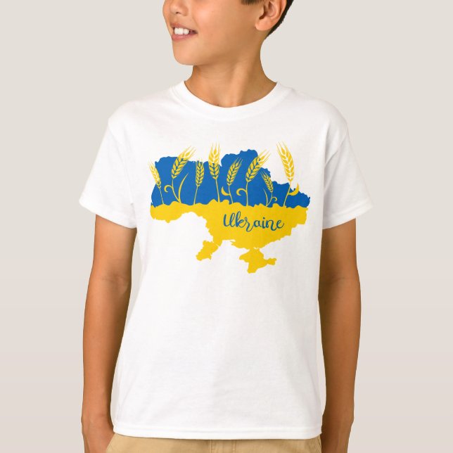Ukrainische Typografie und Weizenohr auf ukrainisc T-Shirt (Vorderseite)