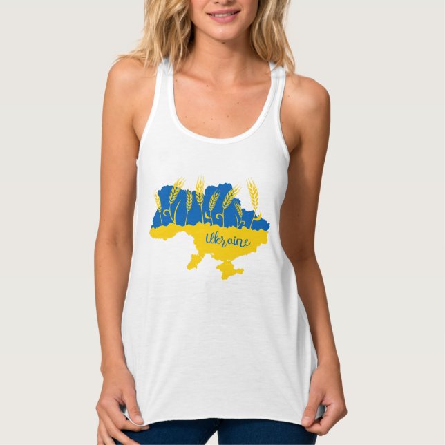 Ukrainische Typografie und Weizenohr auf ukrainisc Tank Top (Vorderseite)
