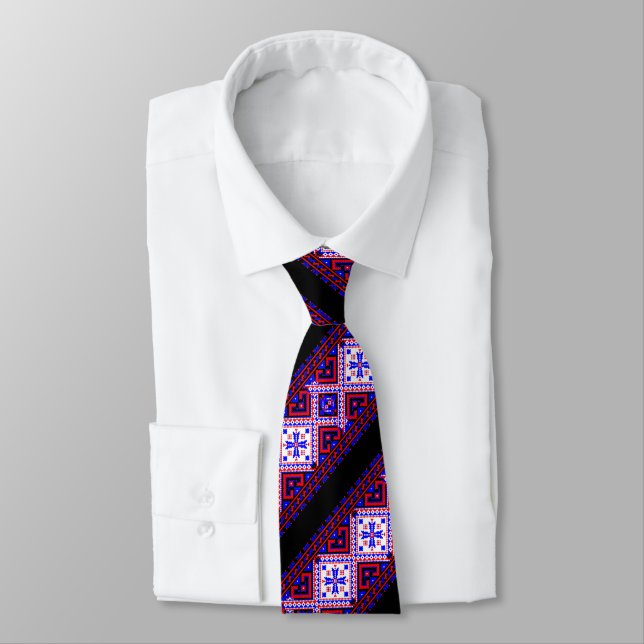 Ukrainische Volksgruppe Stickerei Grenze Tradition Krawatte (Gebunden)