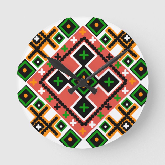 Ukrainische Volkskunst Inspiriert Runde Wanduhr (Vorderseite)