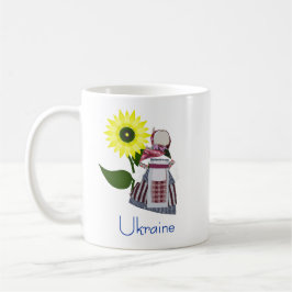 Ukrainische Volkspuppe mit Sonnenblume, Motanka. Kaffeetasse
