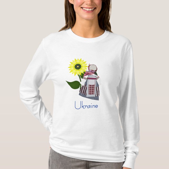 Ukrainische Volkspuppe mit Sonnenblume, Motanka. T-Shirt (Vorderseite)
