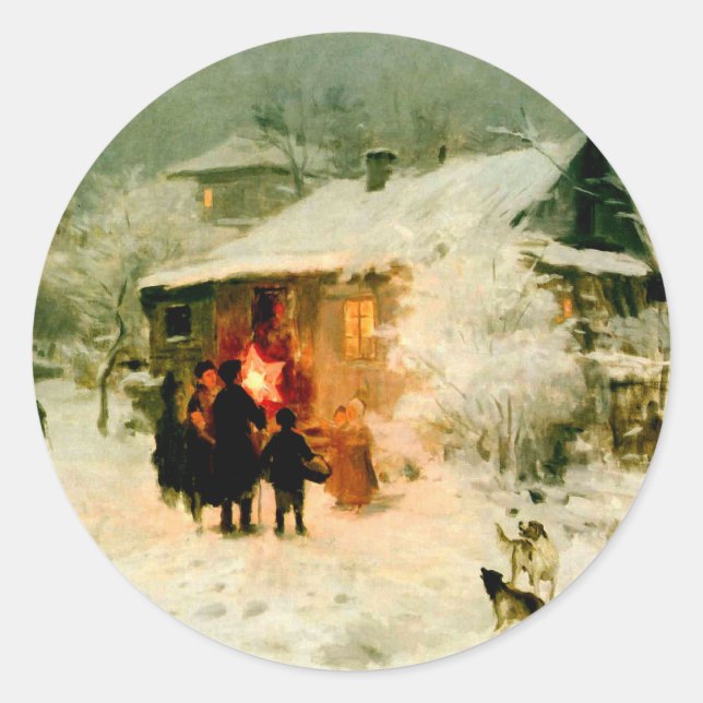 Ukrainische WeihnachtsCarolers Runder Aufkleber (Vorderseite)