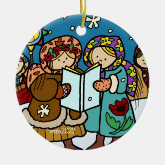Ukrainische Weihnachtslieder Folk Art Keramik Ornament