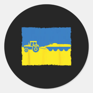 Ukrainischer Bauer stiehlt einen russischen Panzer Runder Aufkleber