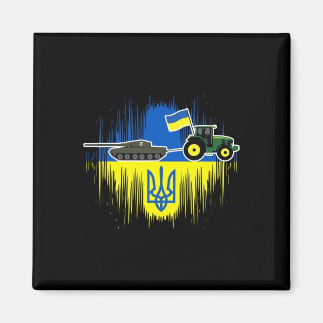 Ukrainischer Bauer stiehlt Panzer Ukraine-Flagge T Magnet (Vorne)