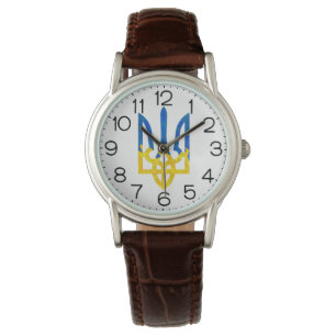 Ukrainischer Dreizack mit niedriger Polygonzahl Armbanduhr