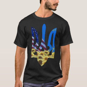 Ukrainischer Dreizack Sonnenblume Amerikanische Fl T-Shirt