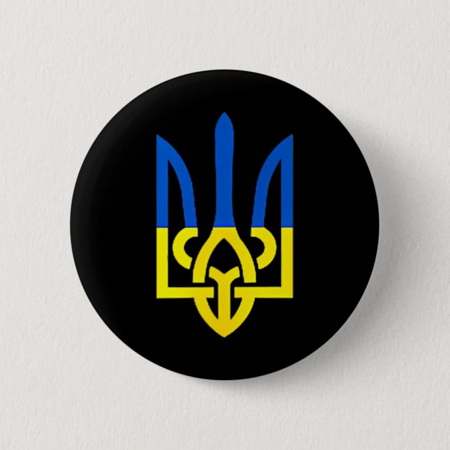 Ukrainischer Dreizack-Symbol - Ukraine-Flagge Unte Button (Vorderseite)