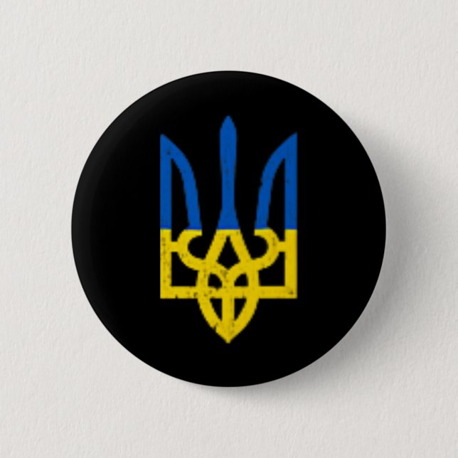 Ukrainischer Dreizack-Symbol - Ukraine-Flagge Unte Button (Vorderseite)