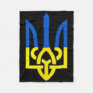Ukrainischer Dreizack-Symbol - Ukraine-Flagge Unte Fleecedecke