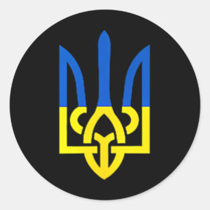 Ukrainischer Dreizack-Symbol - Ukraine-Flagge Unte Runder Aufkleber