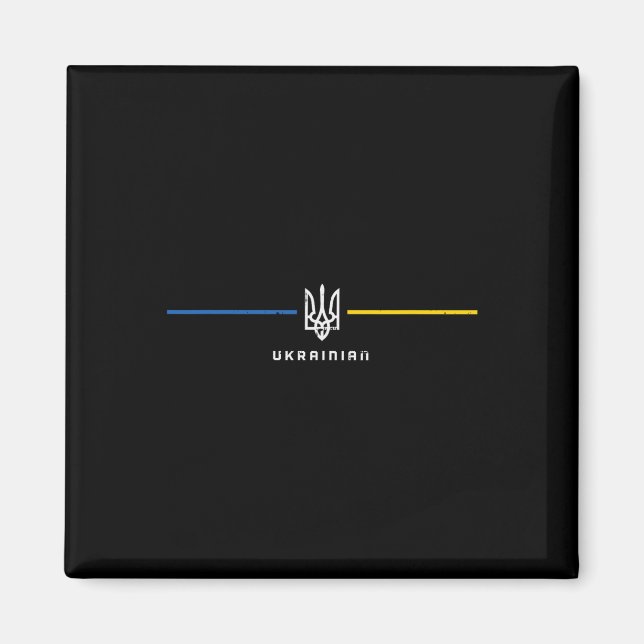 Ukrainischer Dreizack Ukaine Linien Tryzub Symbol  Magnet (Vorne)
