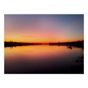 Ukrainischer Fluss Dnieper bei Sonnenuntergang Poster
