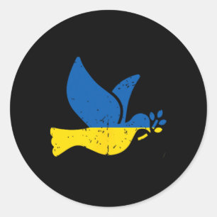 Ukrainischer Friedensvogel - Ukraine-Flagge Blau u Runder Aufkleber