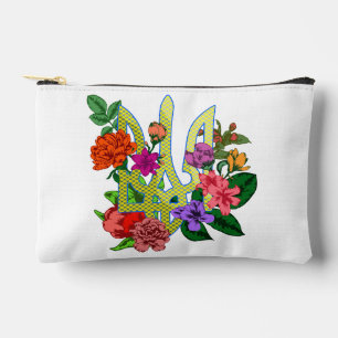 Ukrainischer Heraldik-Dreizack Tryzub blühende Blu Zubehörtasche