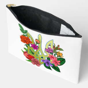Ukrainischer Heraldik-Dreizack Tryzub blühende Blu Zubehörtasche