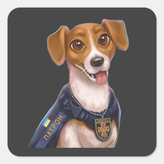 Ukrainischer Hundepatron-T - Shirt Quadratischer Aufkleber
